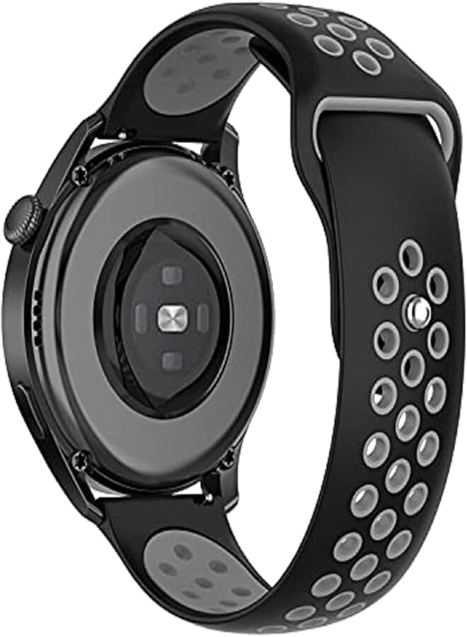 CoolCat Silicone Strap for Samsung Galaxy Watch 4 (Black/Grey, 20mm)